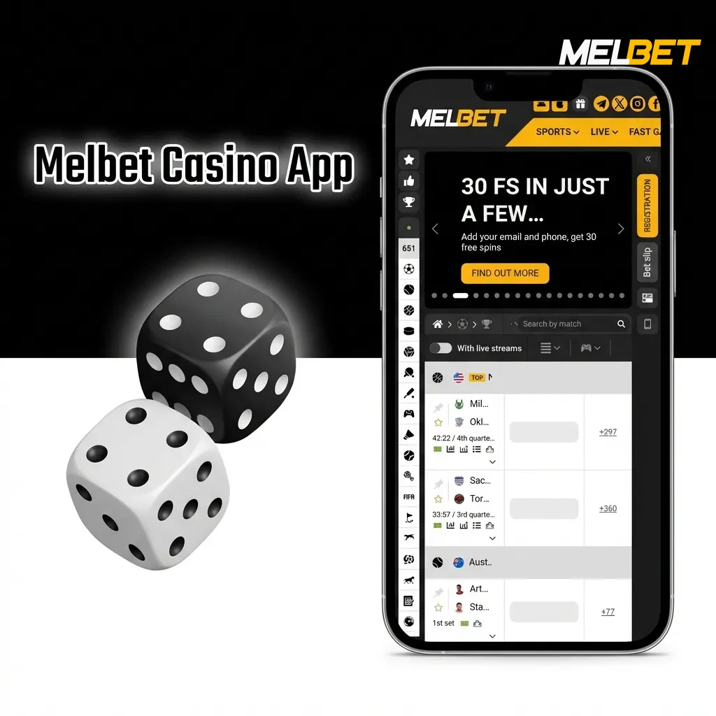 Melbet Casino App interface showing thousands of games, live dealers, slots, and table games from top providers