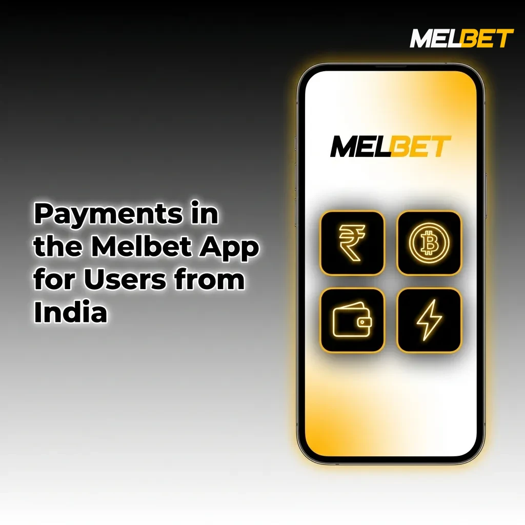 Melbet app payment options screen showing UPI, Paytm, cards, and crypto methods available for Indian users