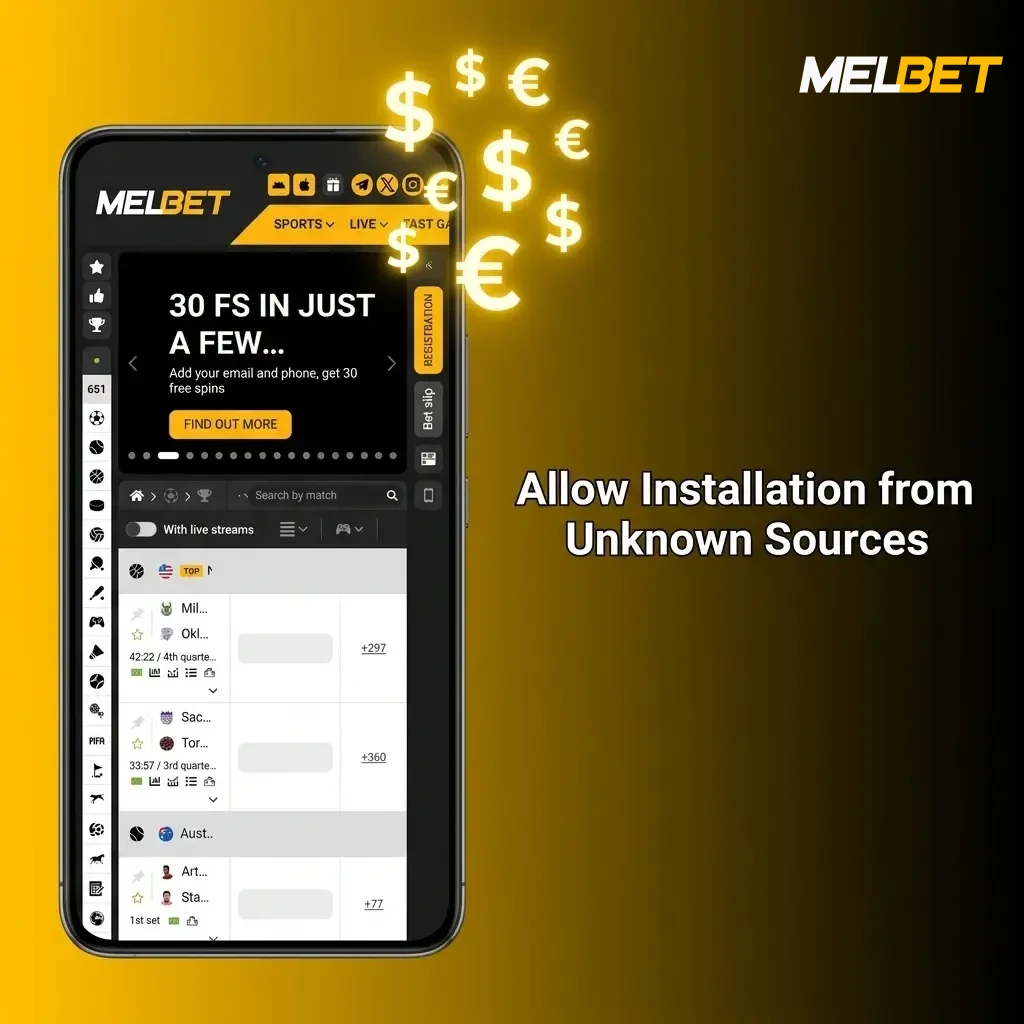 Android device settings screen enabling app installation from unknown sources for browser downloads
