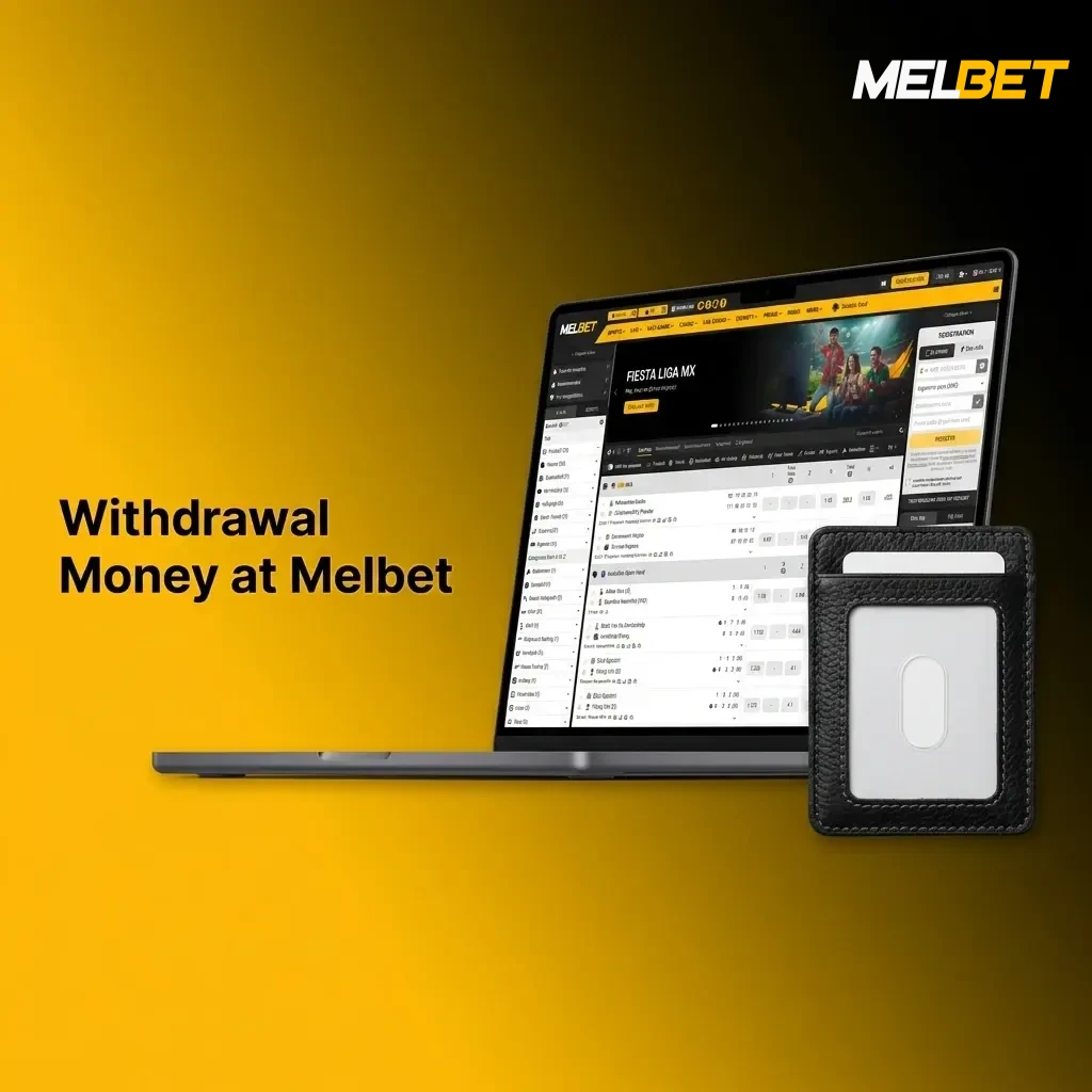 Melbet withdrawal steps showing account dashboard, payment method selection, and cash out process guide